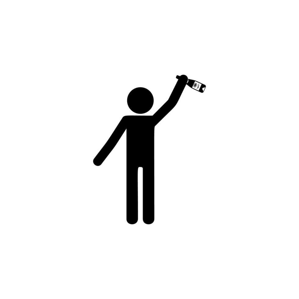 man with a bottle of alcohol vector icon illustration