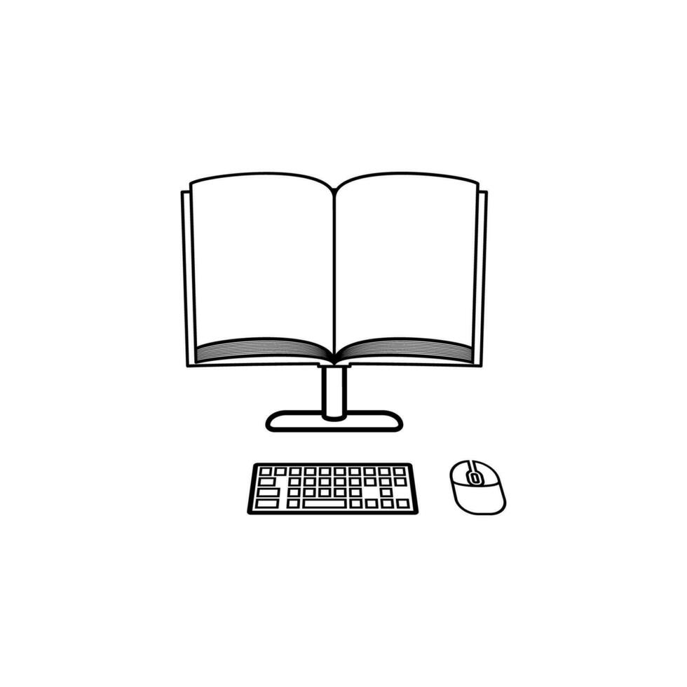 book on computer screen vector icon illustration