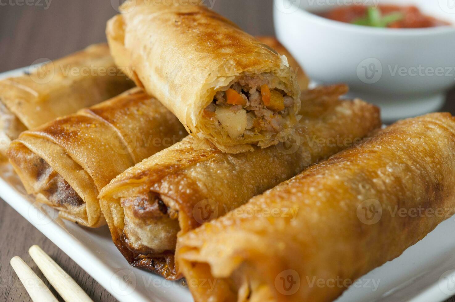 Crunchy spring rolls photo