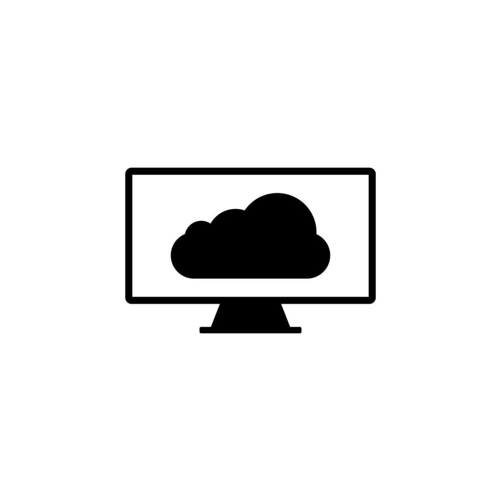 Monitor cloud vector icon illustration
