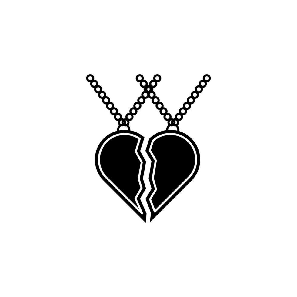 two halves of a heart on a chain vector icon illustration