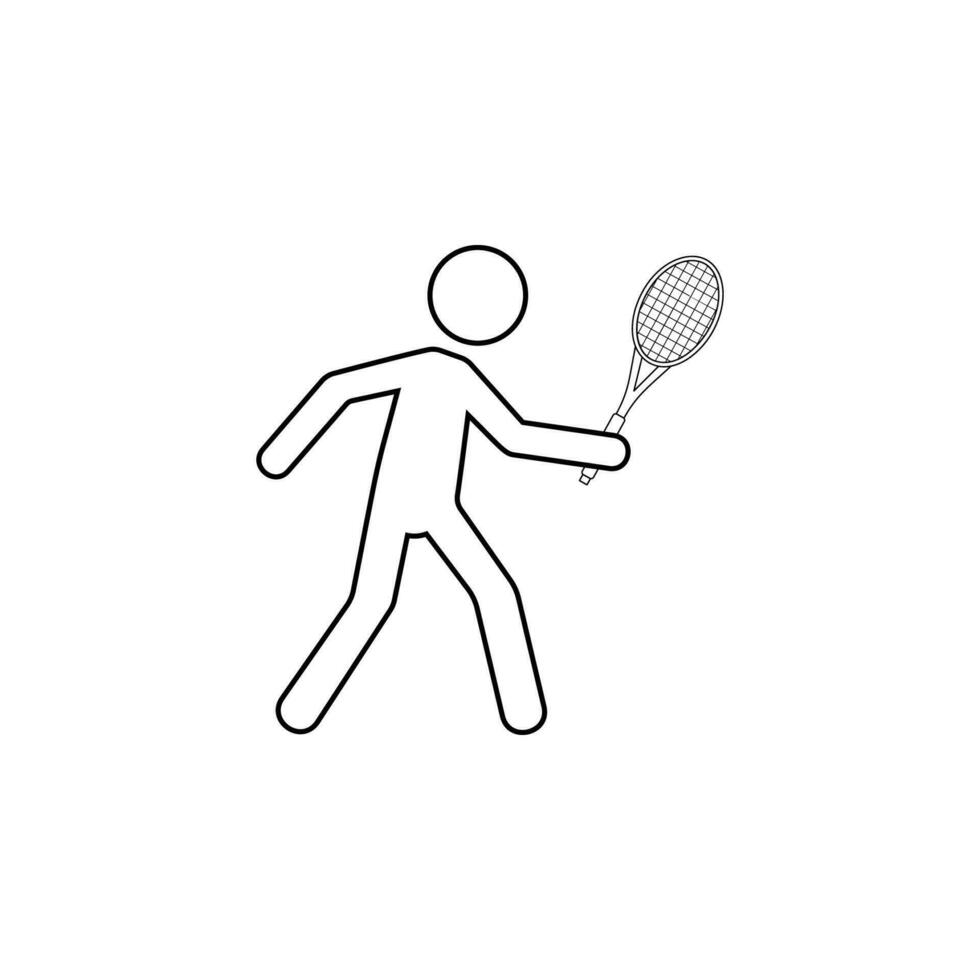 Tennis player, silhouette vector icon illustration