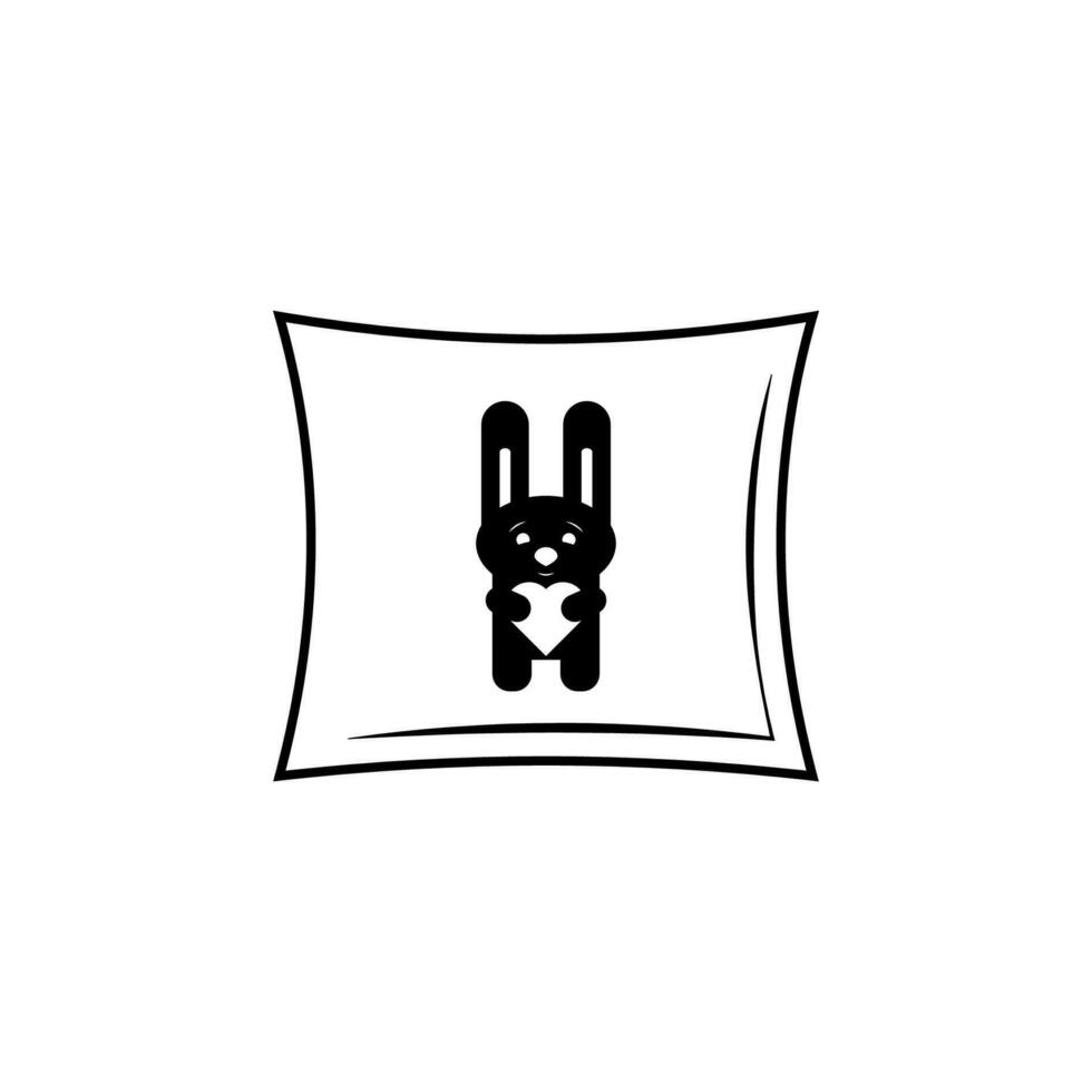 pillow with a rabbit vector icon illustration