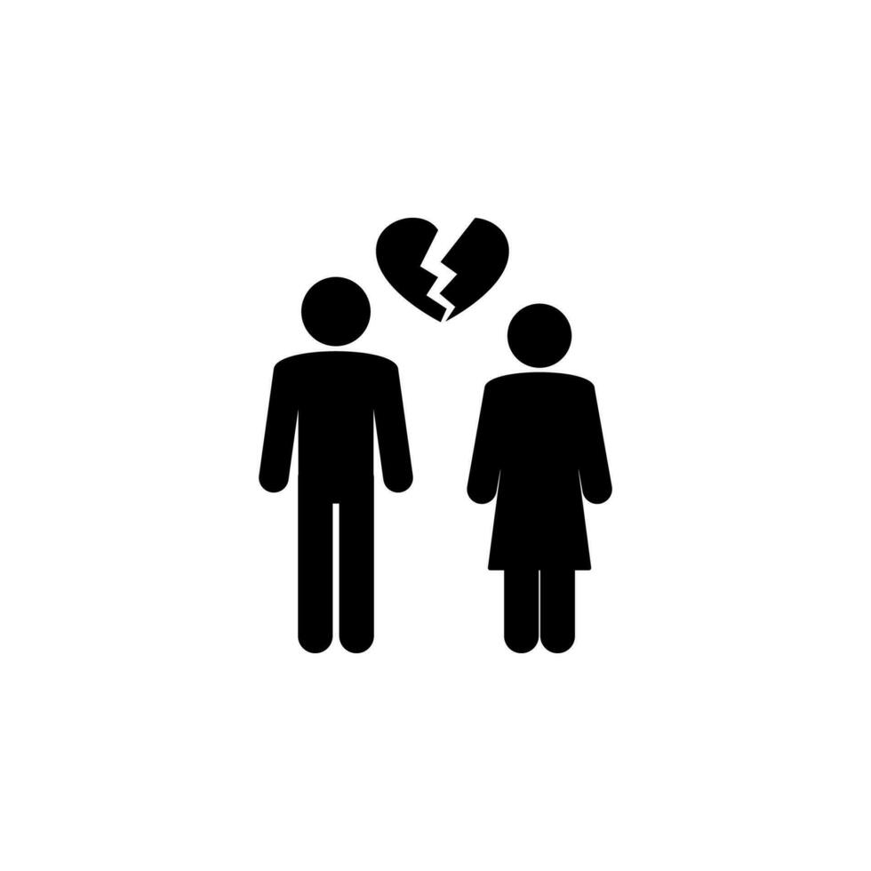 broken heart couple vector icon illustration