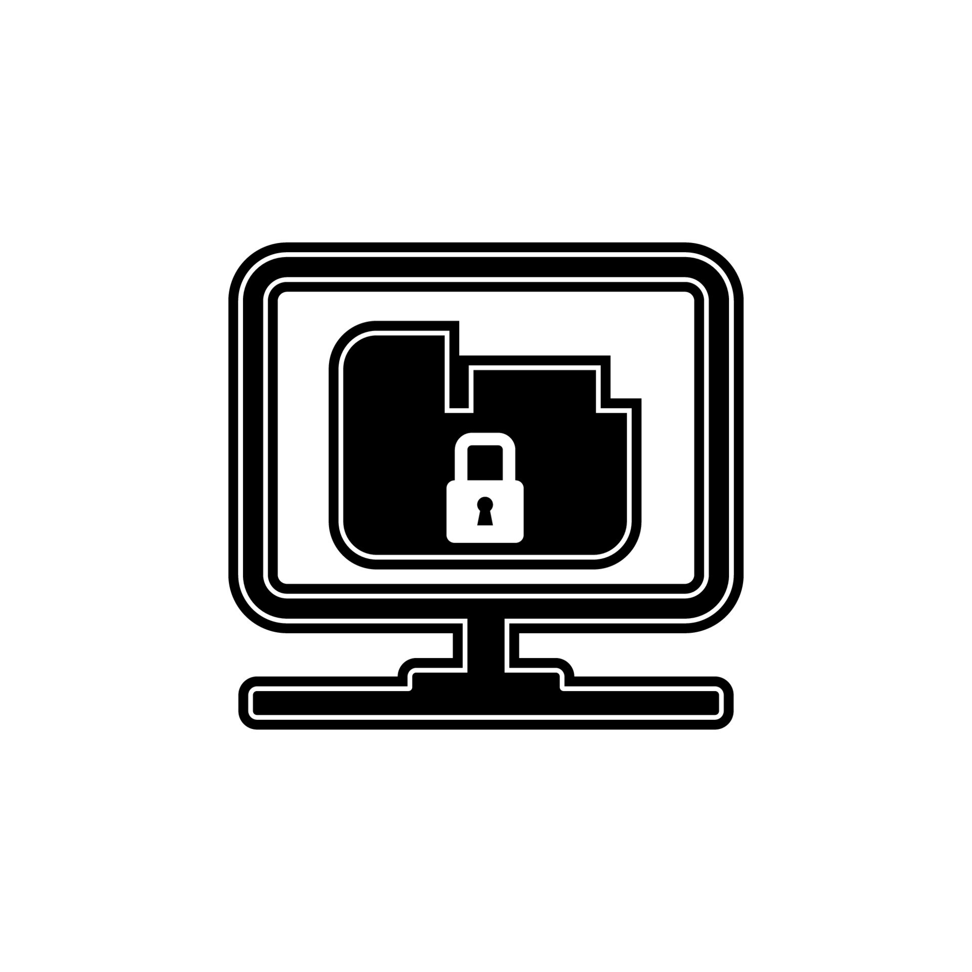 Desktop computer and lock on screen vector icon illustration 23278062 ...