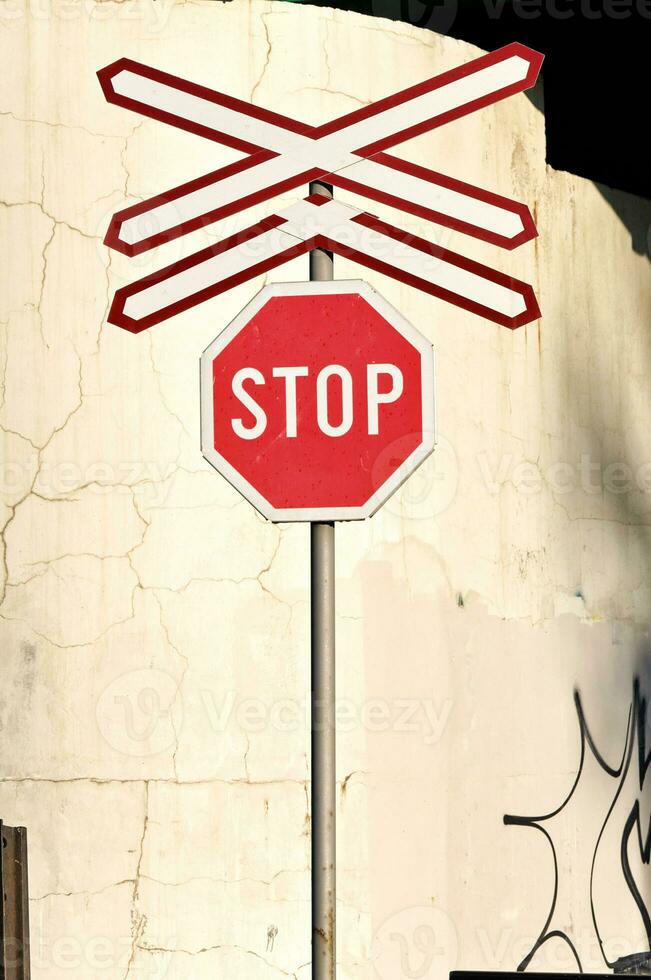 Railroad stop sign photo