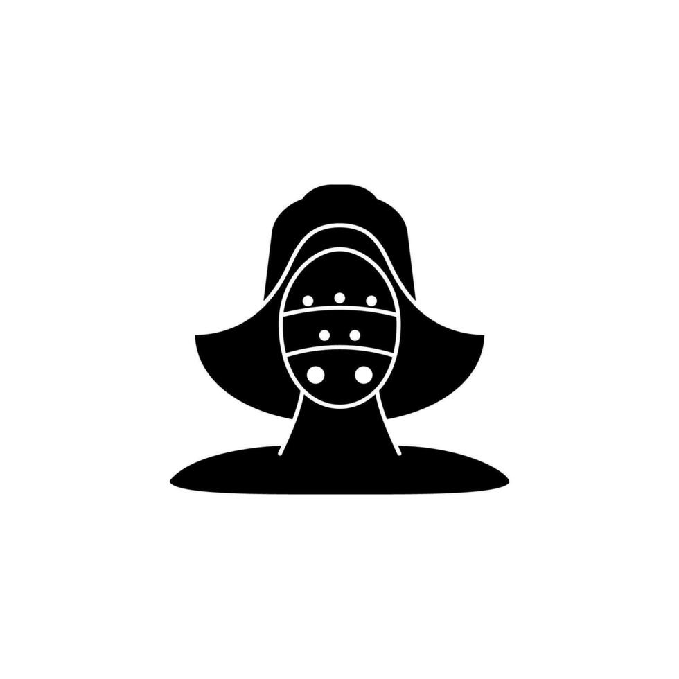 Helmet on the head with a mask vector icon illustration