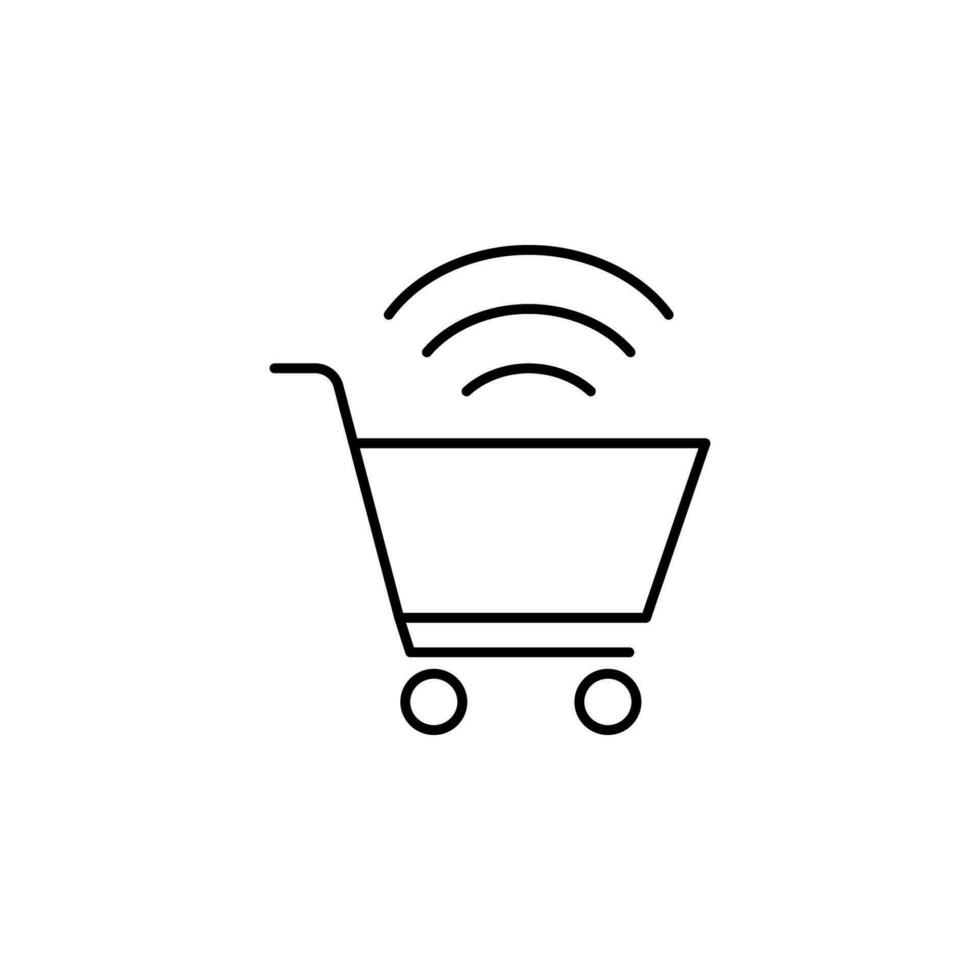 store cart, waves, signal vector icon illustration