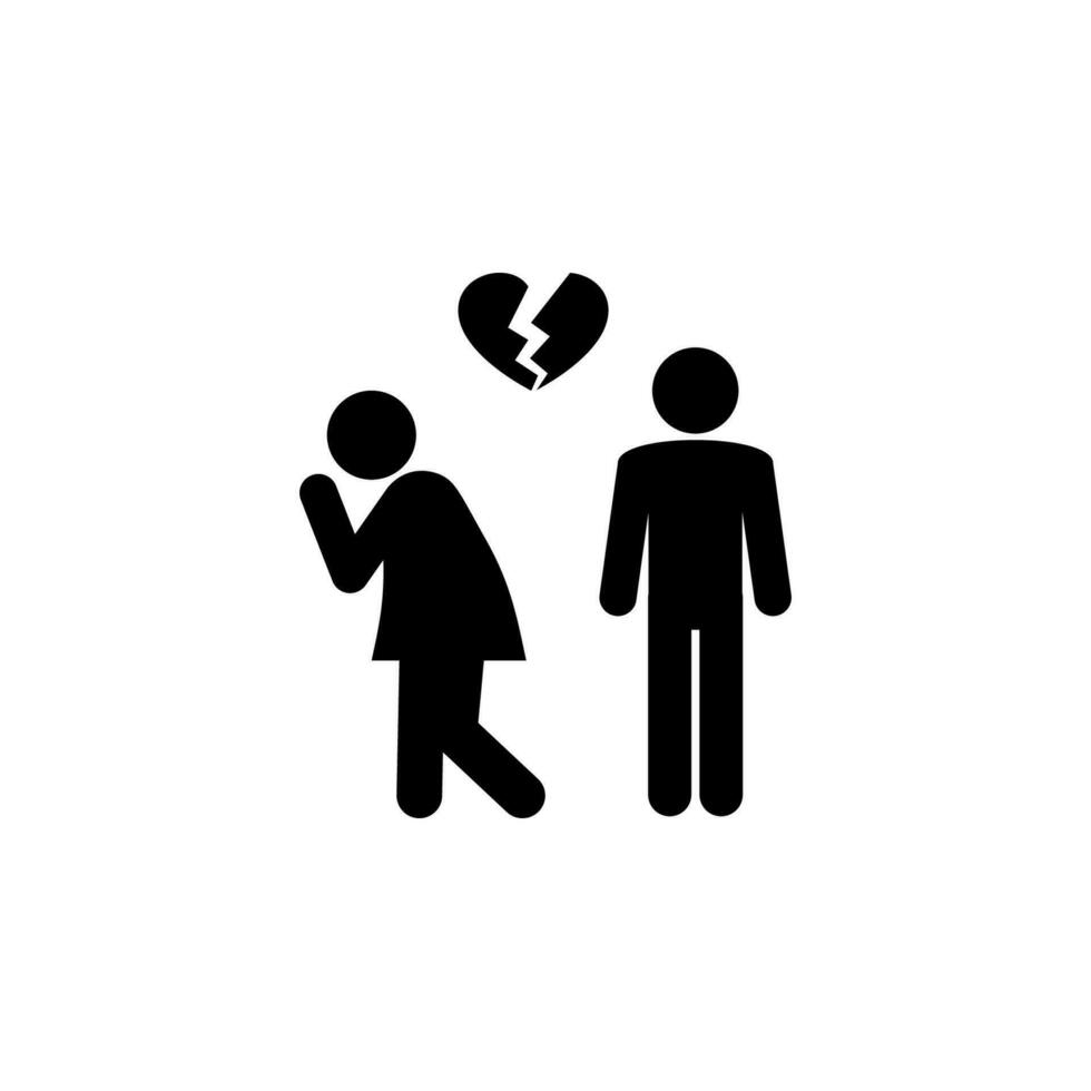 broken heart couple vector icon illustration