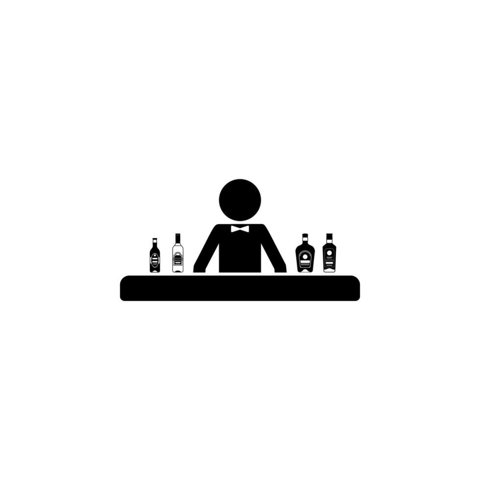 bartender behind the bar vector icon illustration