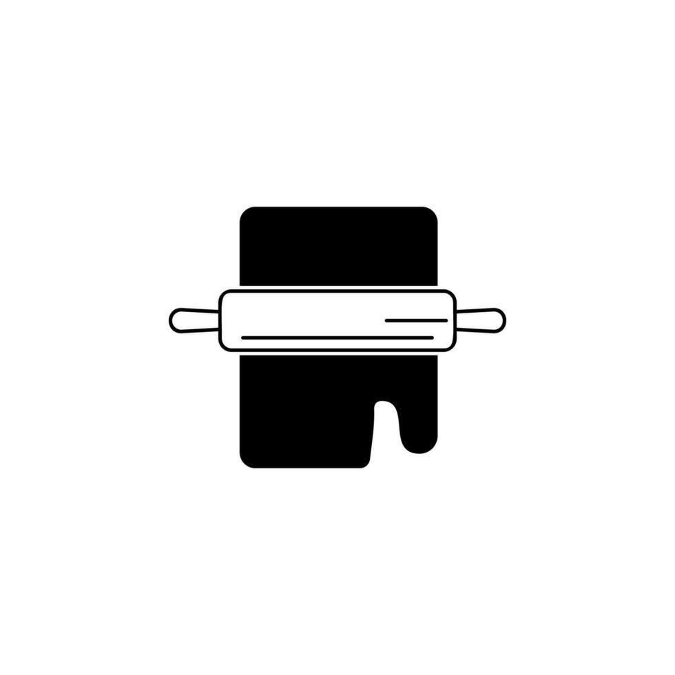 dough and rolling pin vector icon illustration