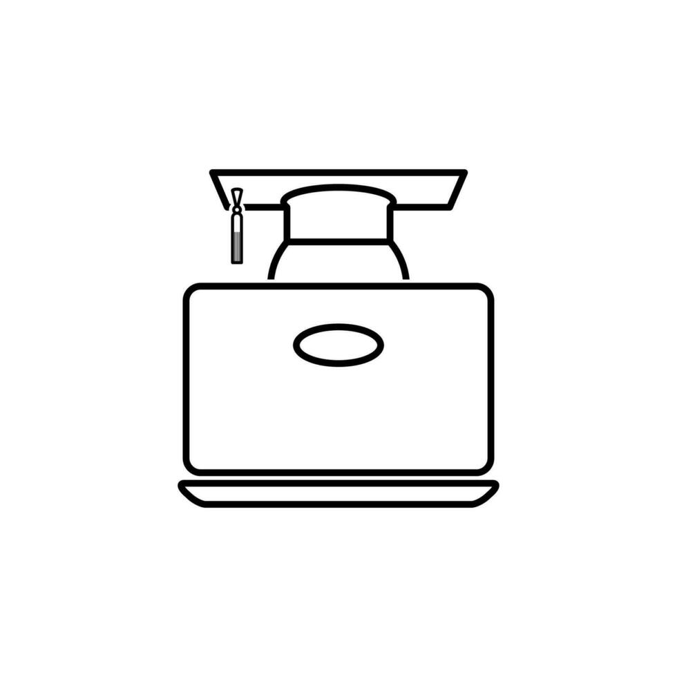 student at the computer vector icon illustration