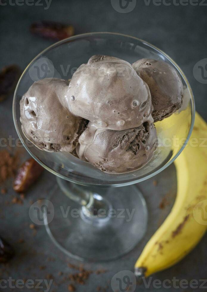 Chocolate banana ice cream photo