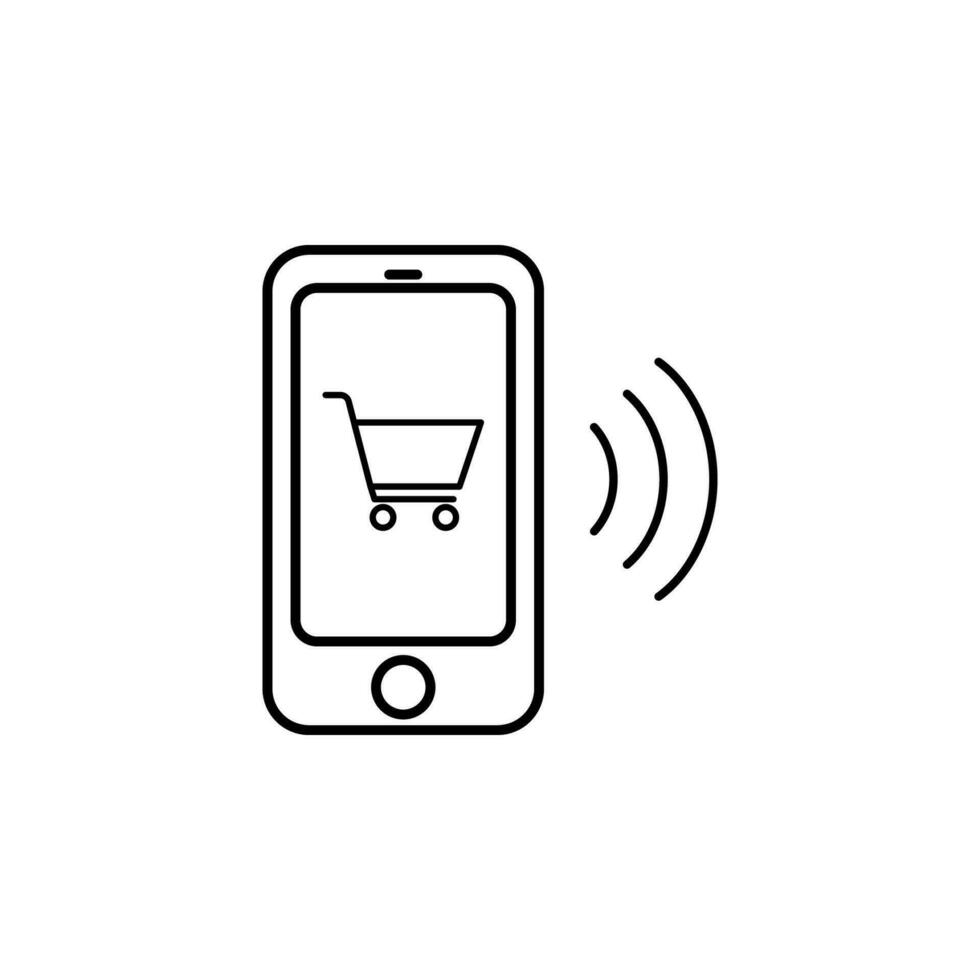 mobile phone, shop trolley vector icon illustration