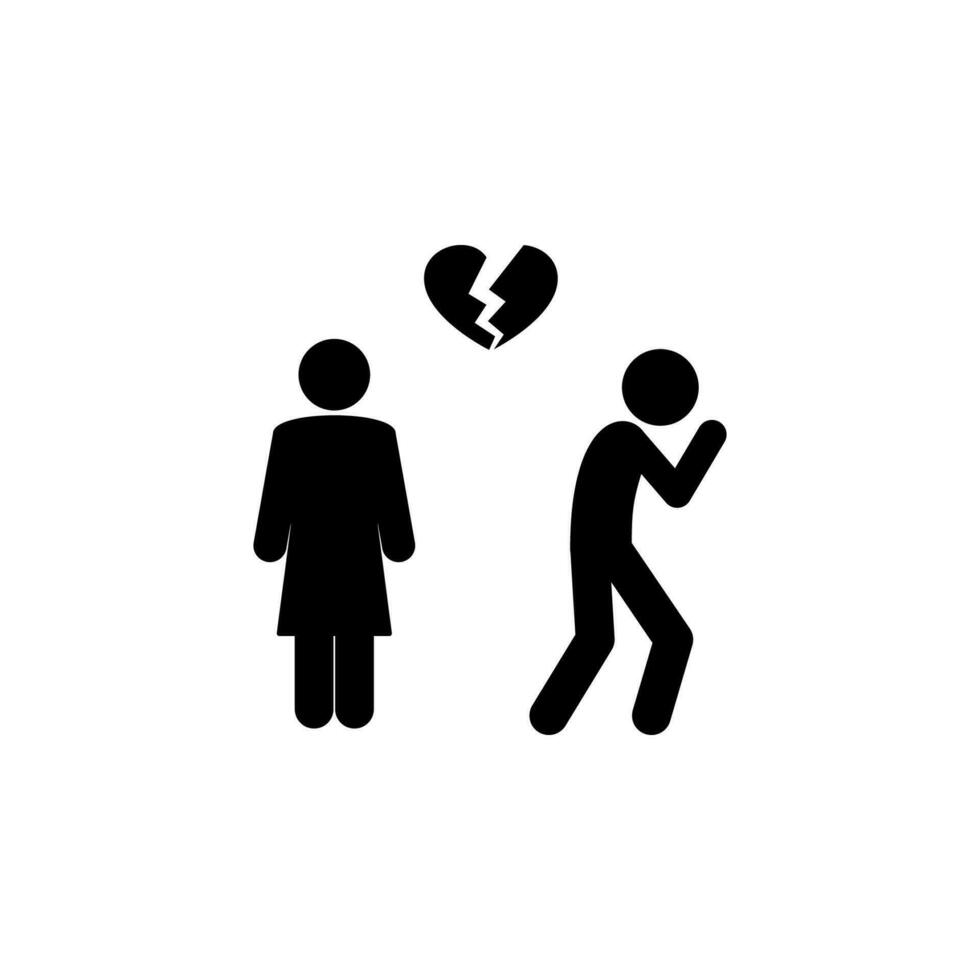 broken heart couple vector icon illustration