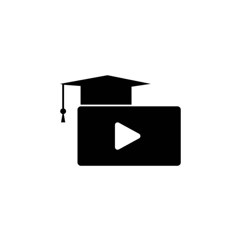 Video, graduate cap vector icon illustration