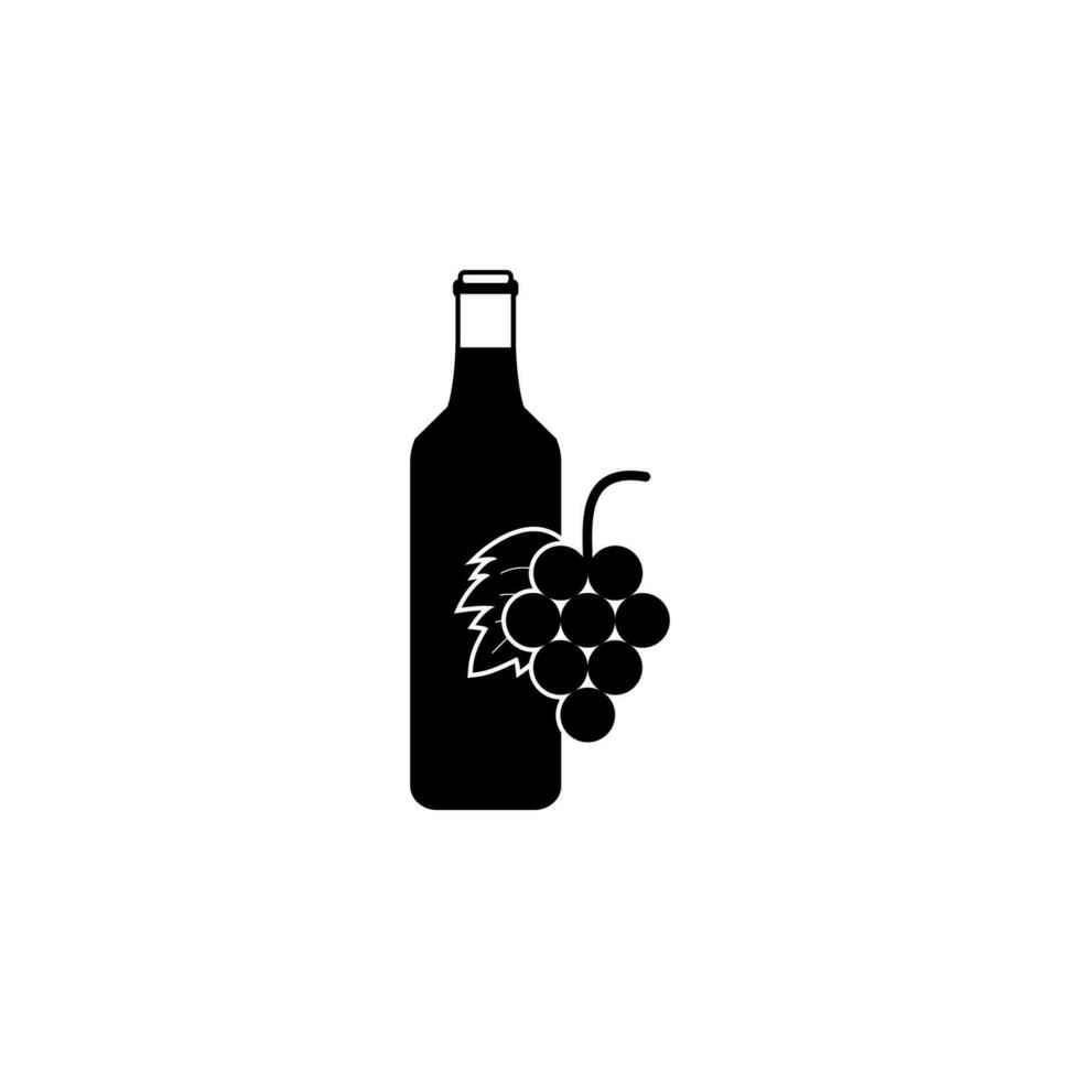 un botella de vino con uvas vector icono ilustración