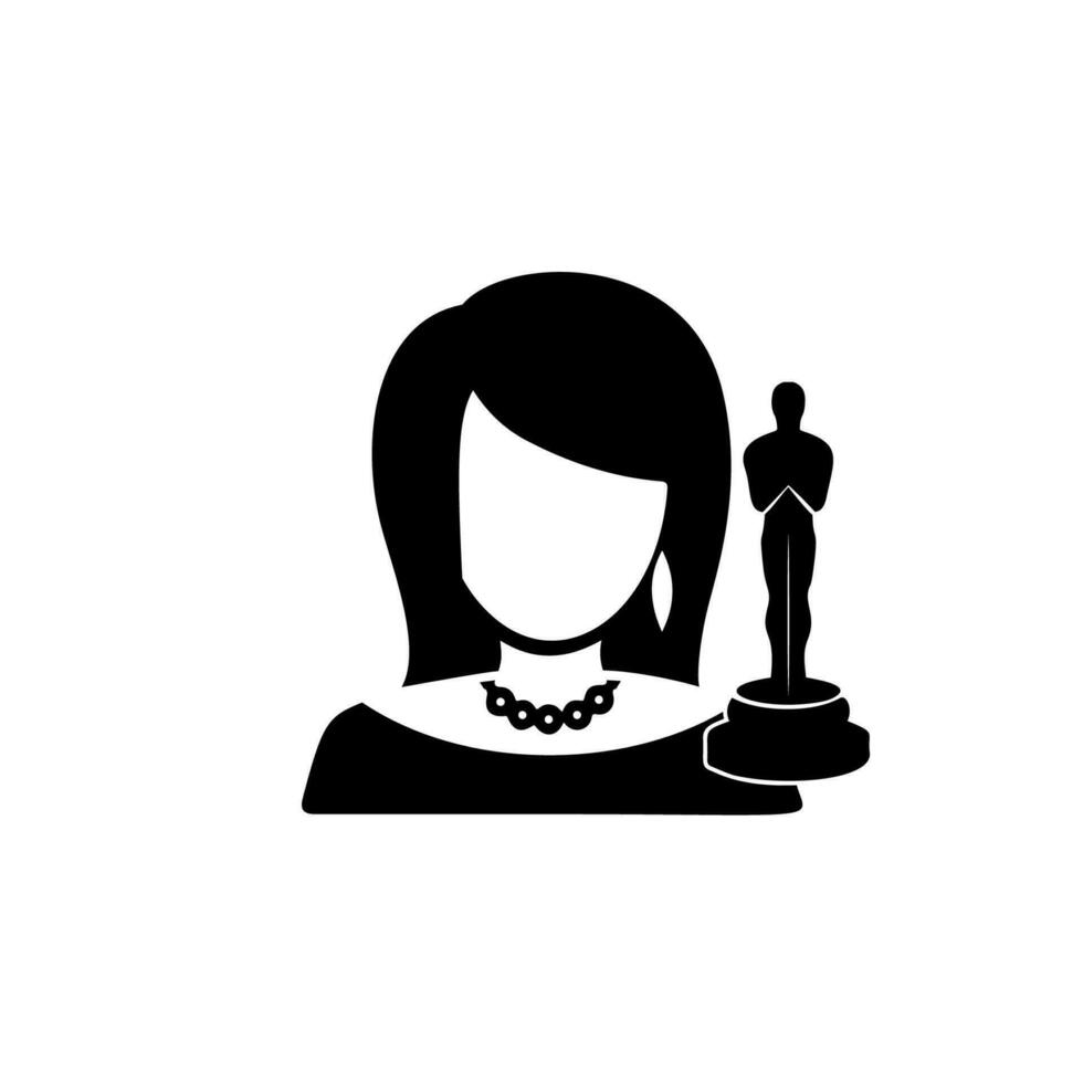 movie actress holding trophy avatar vector icon illustration