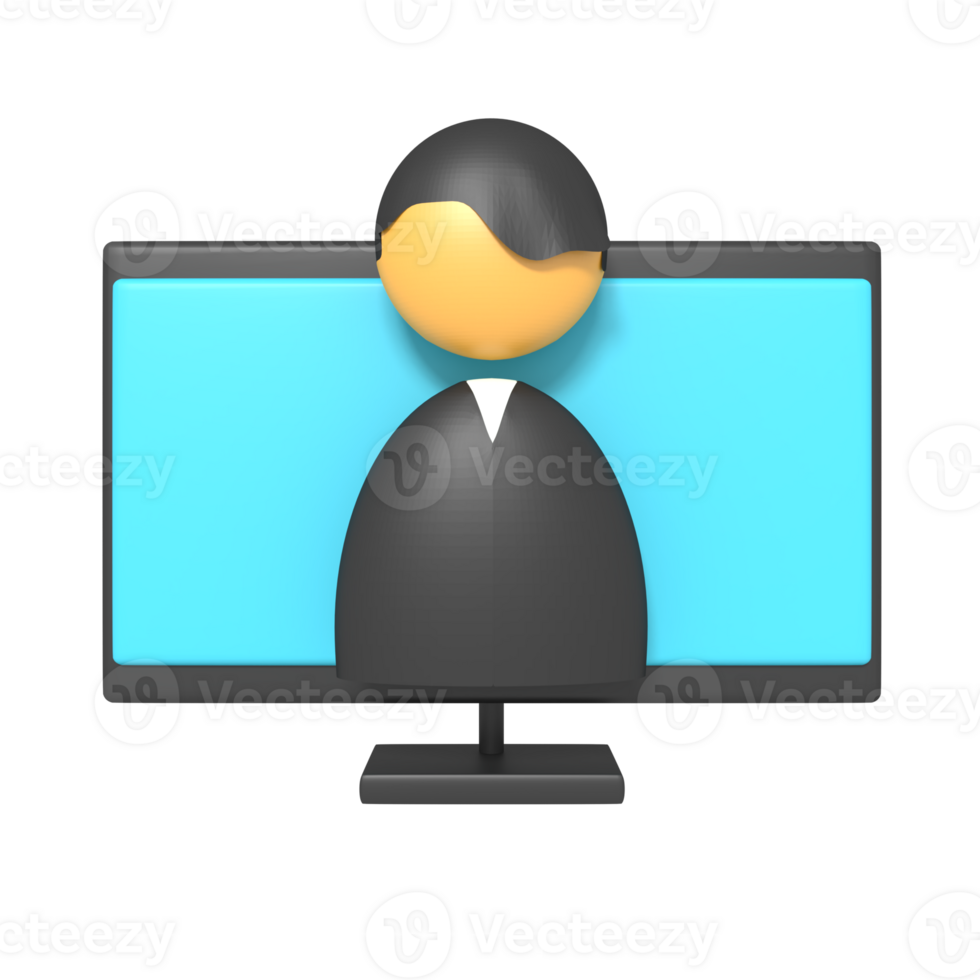 icon profile on monitor screen of 3d rendering png