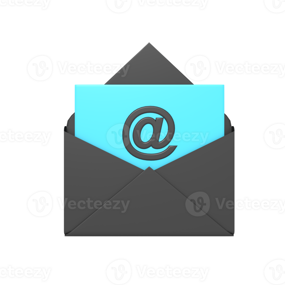 3d icon of  envelope with files and attachments png