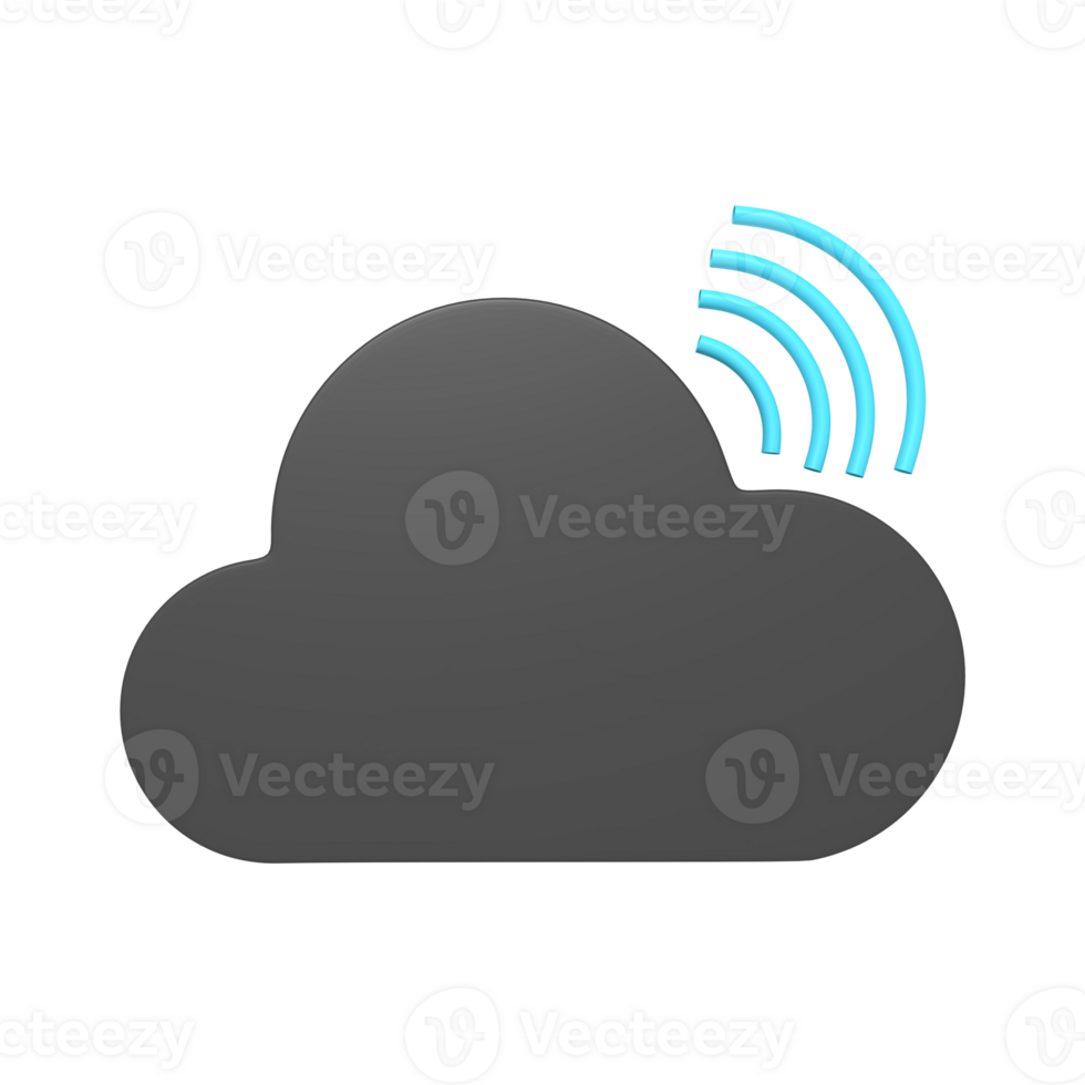 3d icon of  cloud with internet signal png