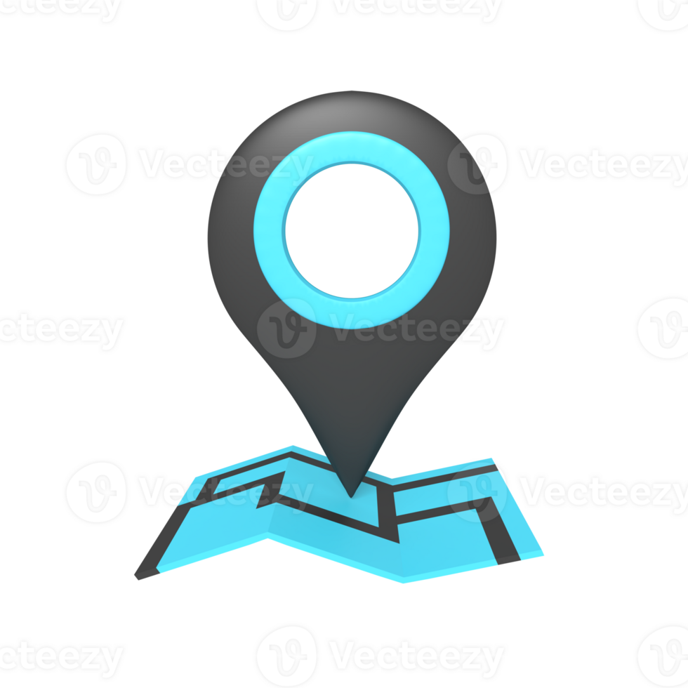 3d icon of pins location on paper map png