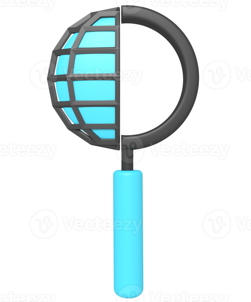 3d icon of searching browser with magnifying glass png
