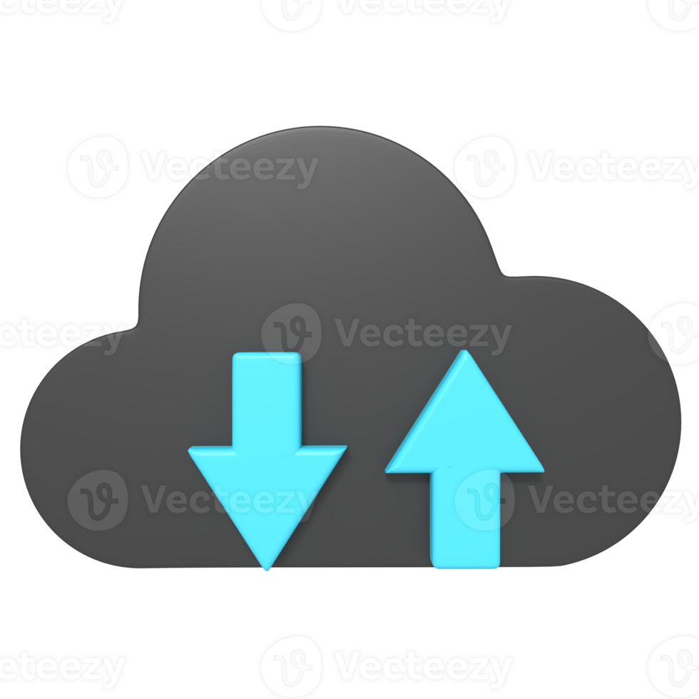3d icon of cloud with arrow up and down png