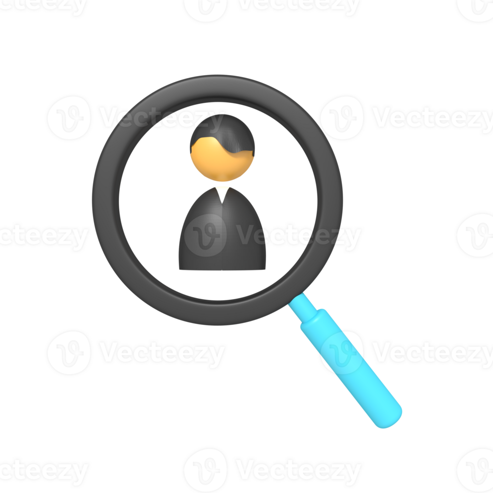 icon searching profile  of rendering 3d png