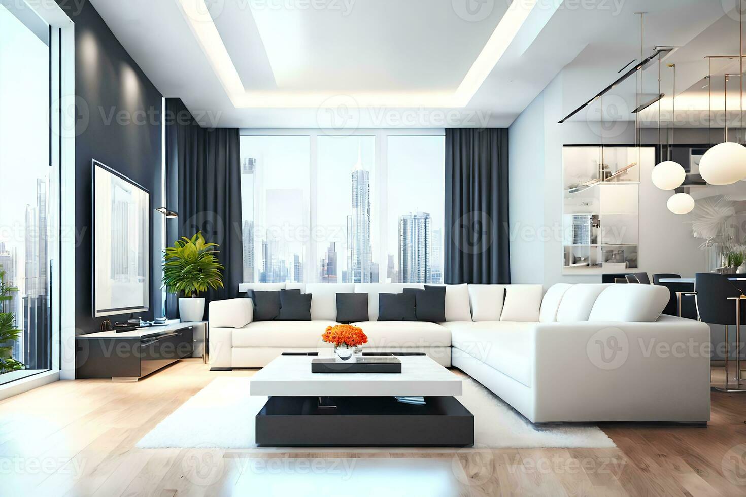 interior design of modern living room, generative art by A.I. 23281112 ...