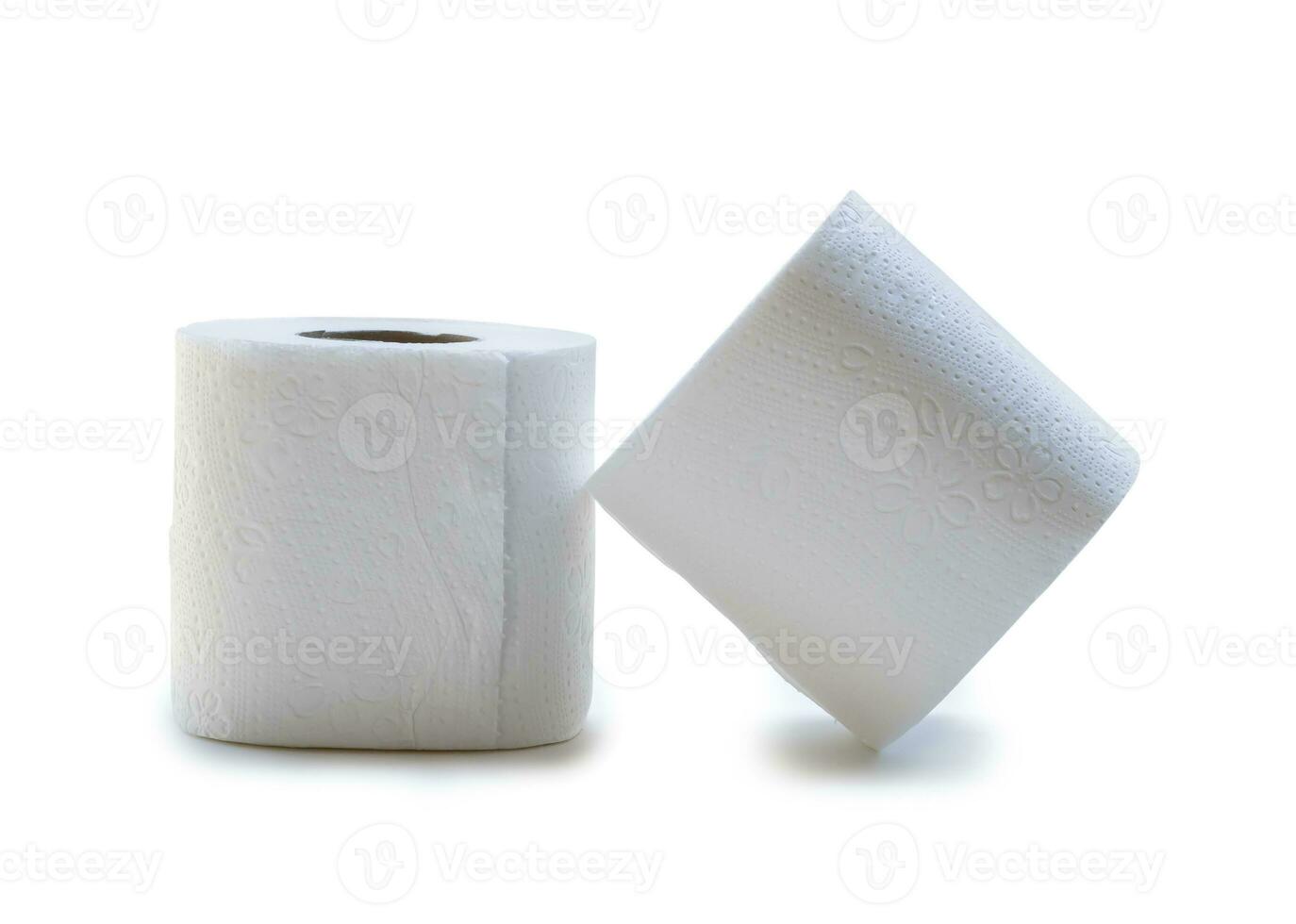 two rolls of white tissue paper or napkin isolated on white background with clipping path photo