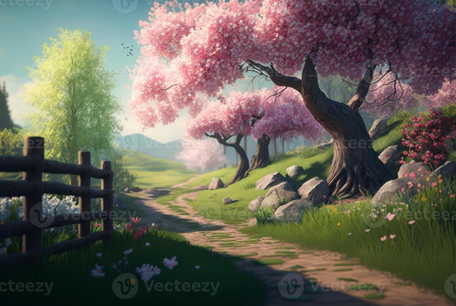 beautiful colorful spring landscape background, photo