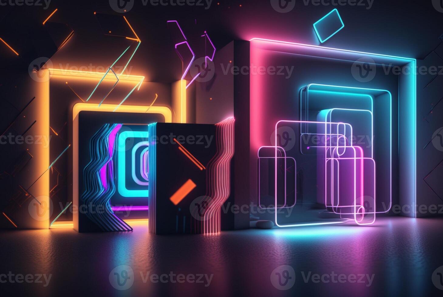 realistic neon light background. photo