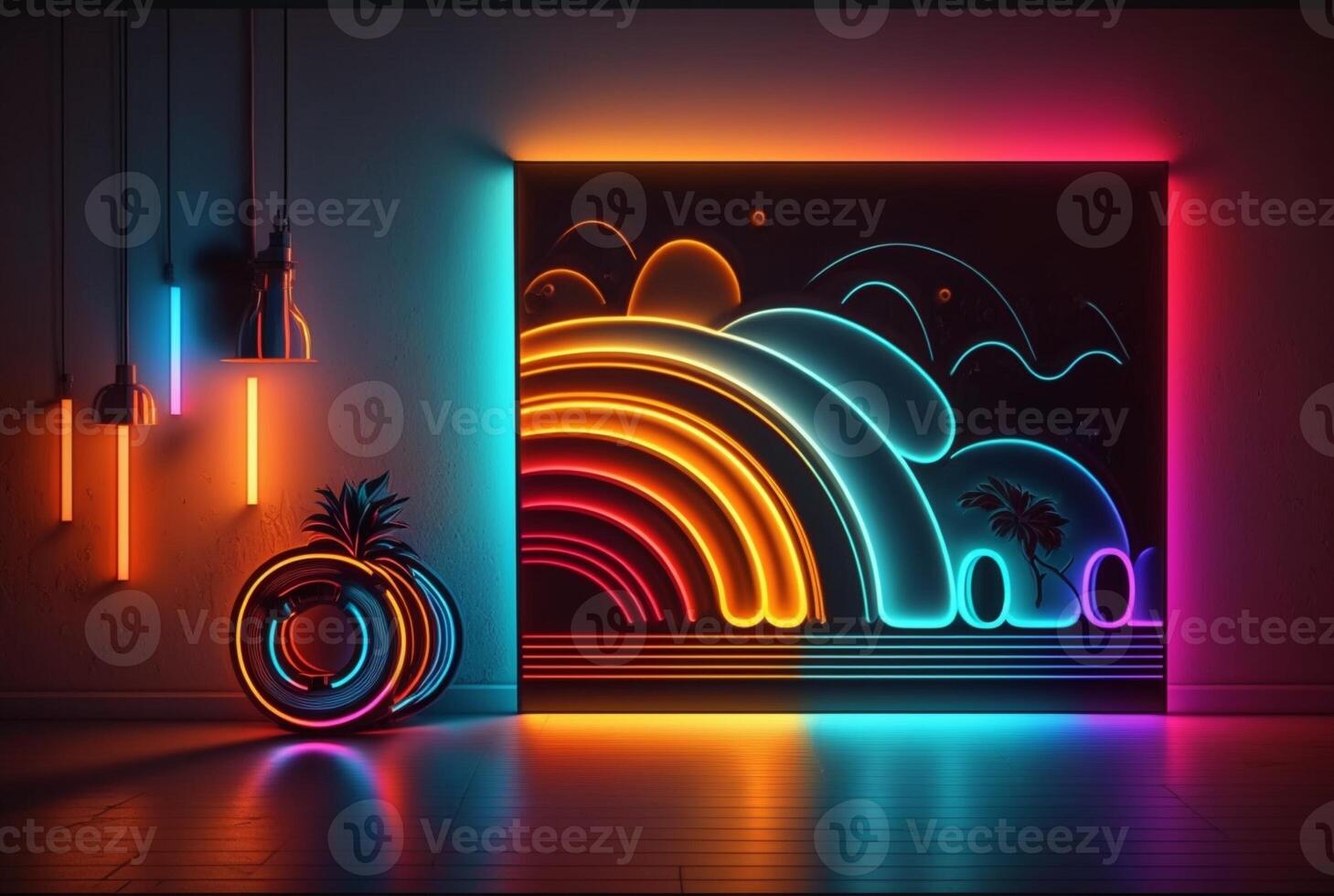 realistic neon light background. photo