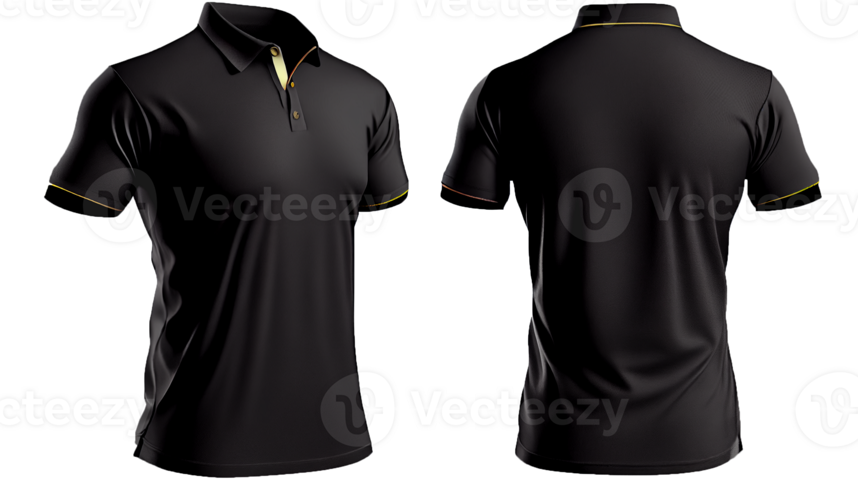 Polo shirt short Sleeve print mockup, 3d render, Front and back, copy space, png