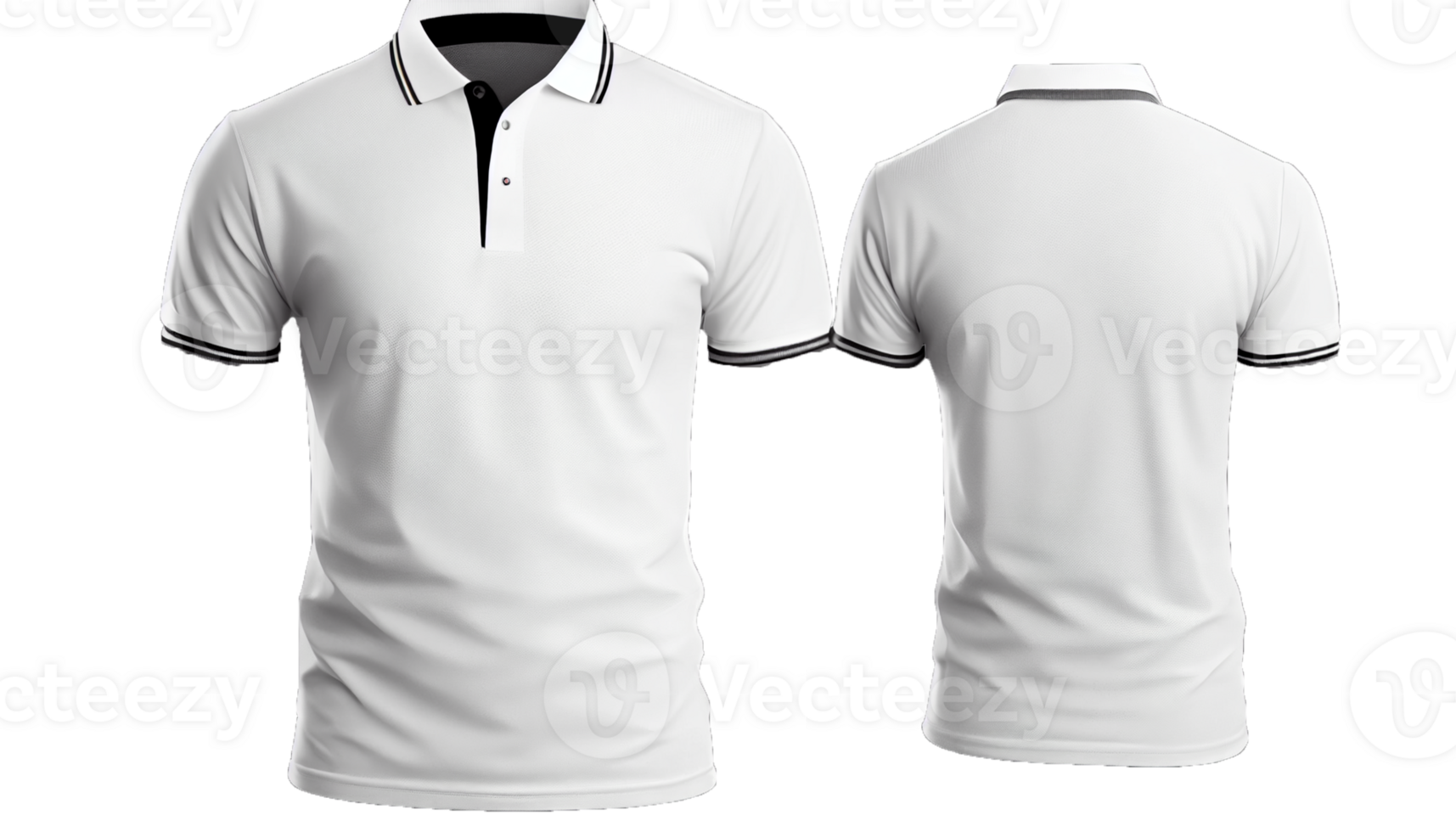 Polo shirt short Sleeve print mockup, 3d render, Front and back, copy space, png