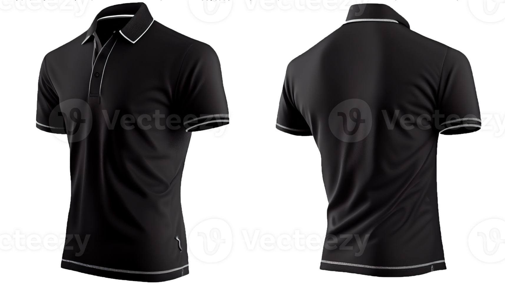 Polo shirt short Sleeve print mockup, 3d render, Front and back, copy space, png