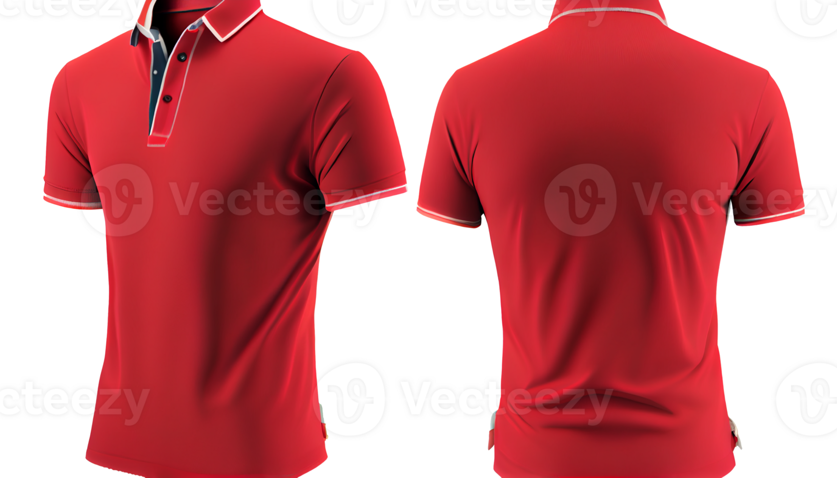 Polo shirt short Sleeve print mockup, 3d render, Front and back, copy space, png