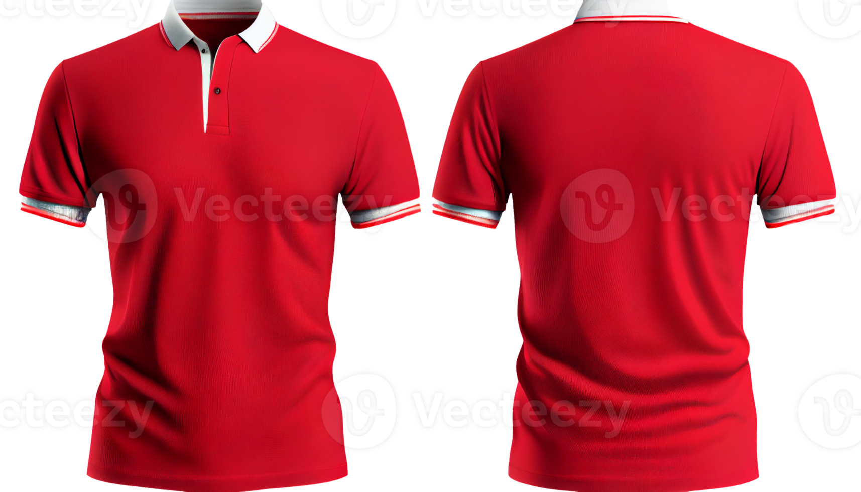 Polo shirt short Sleeve print mockup, 3d render, Front and back, copy space, png