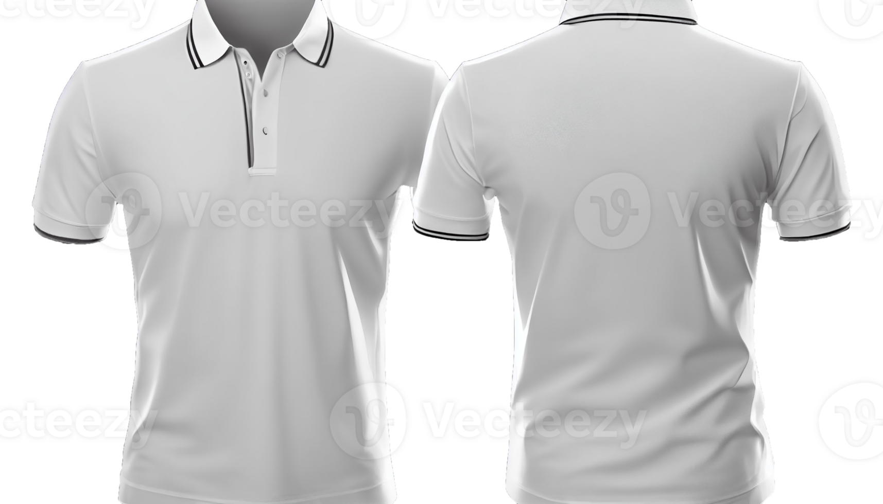 Polo shirt short Sleeve print mockup, 3d render, Front and back, copy space, png