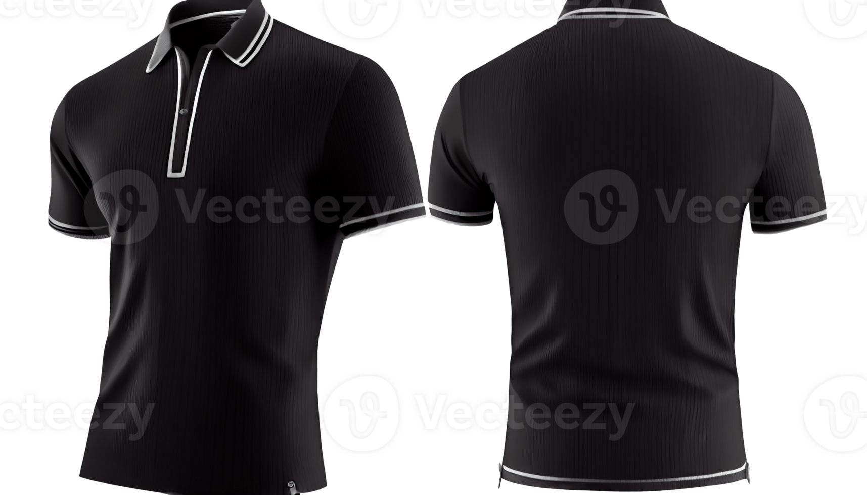 Polo shirt short Sleeve print mockup, 3d render, Front and back, copy space, png