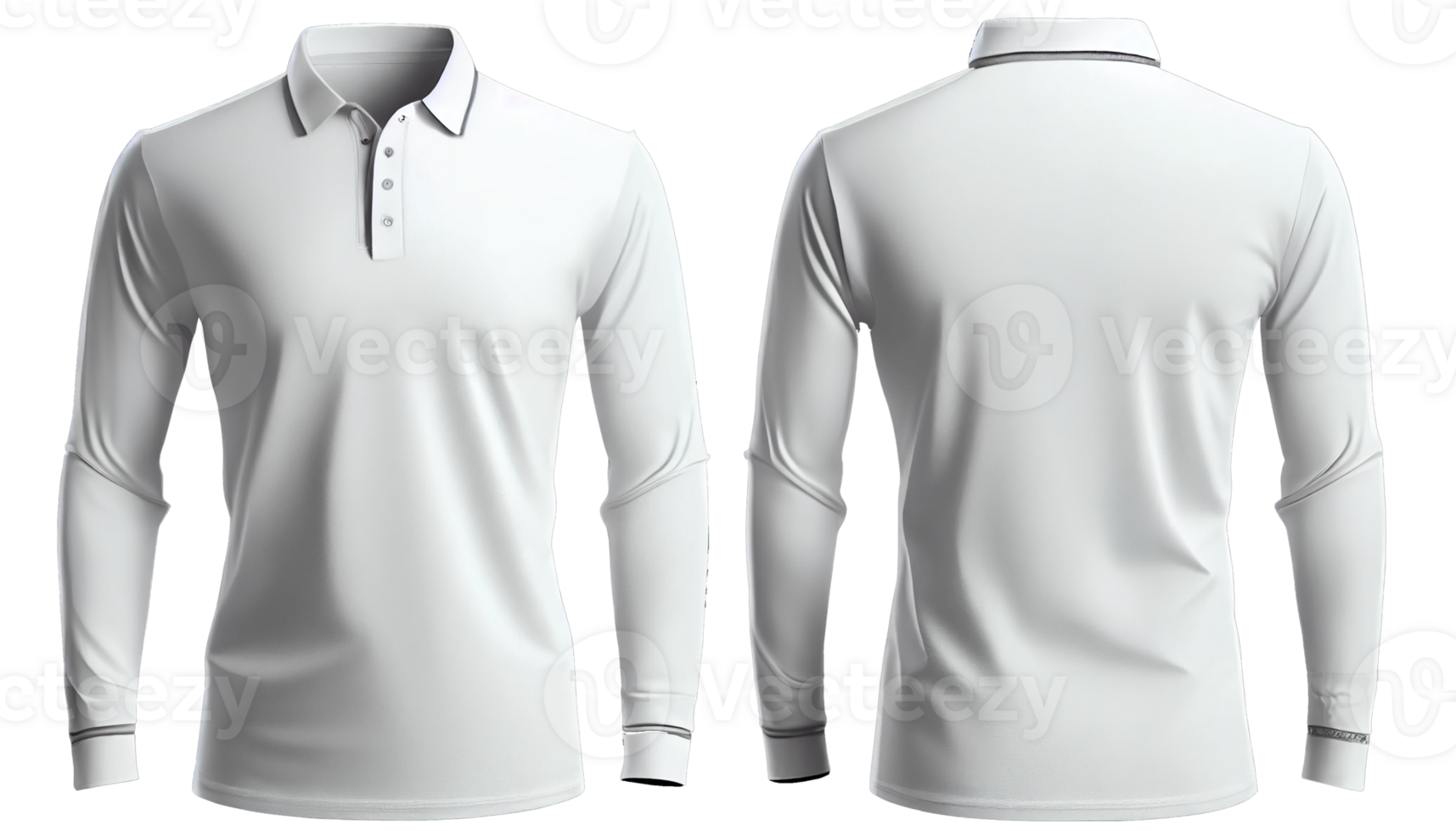 Polo shirt short Sleeve print mockup, 3d render, Front and back, copy space, png