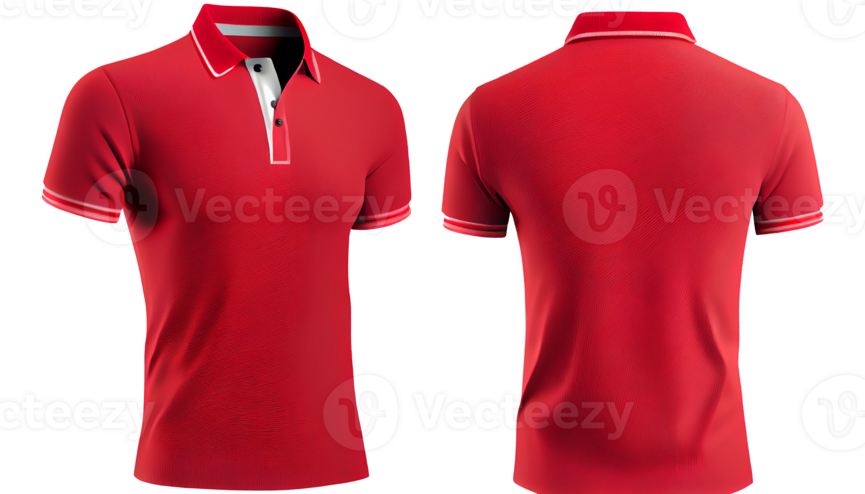 Polo shirt short Sleeve print mockup, 3d render, Front and back, copy space, png