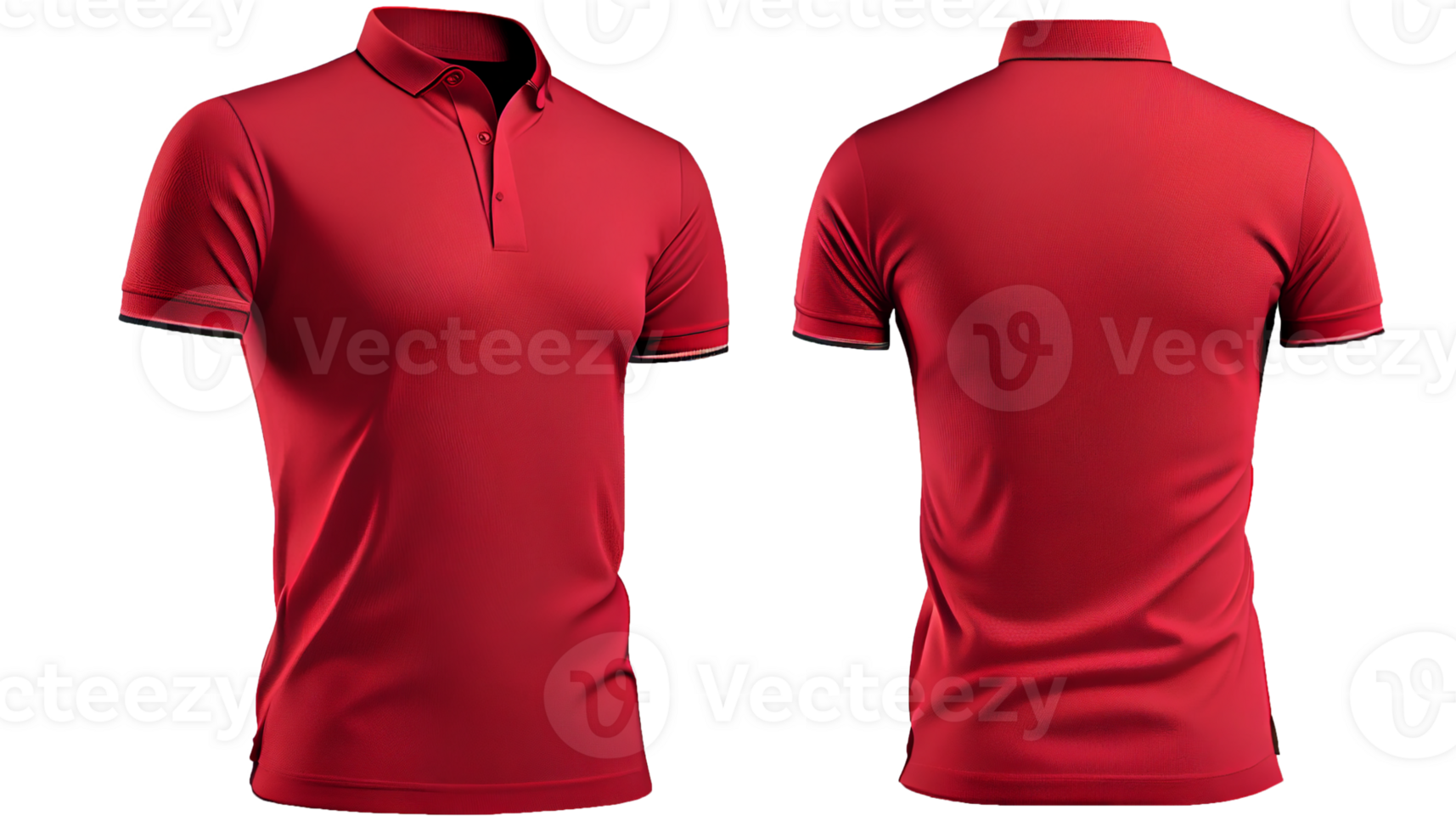 Polo shirt short Sleeve print mockup, 3d render, Front and back, copy space, png