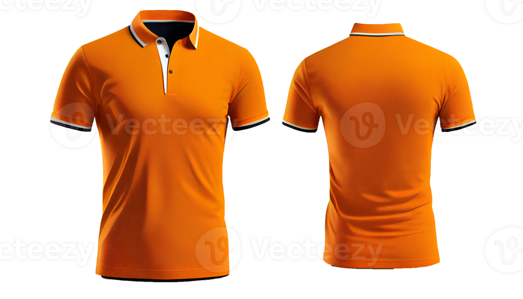 Polo shirt short Sleeve print mockup, 3d render, Front and back, copy space, png