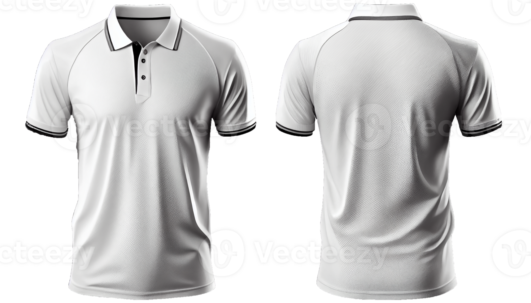 Polo shirt short Sleeve print mockup, 3d render, Front and back, copy space, png