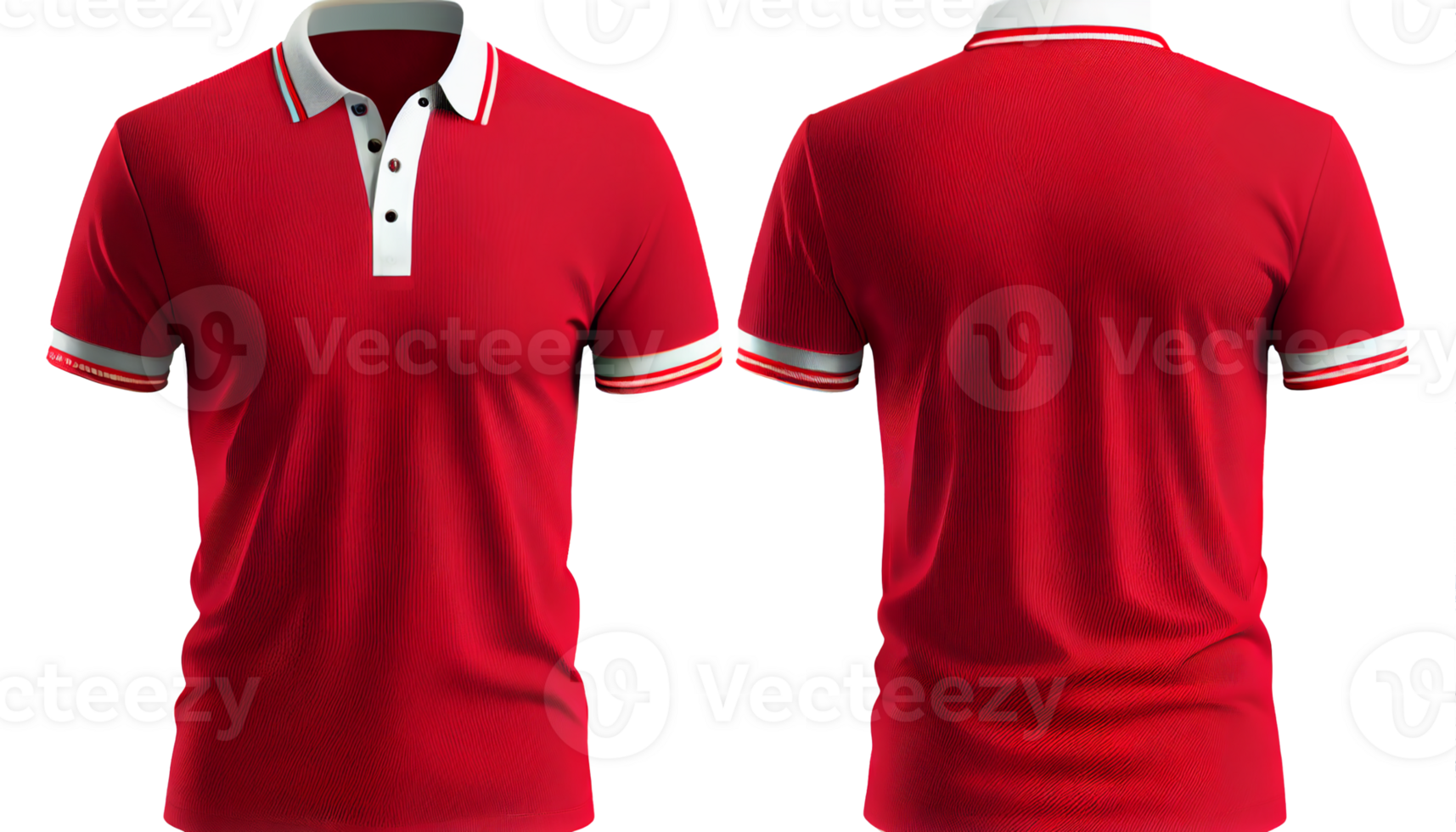 Polo shirt short Sleeve print mockup, 3d render, Front and back, copy space, png