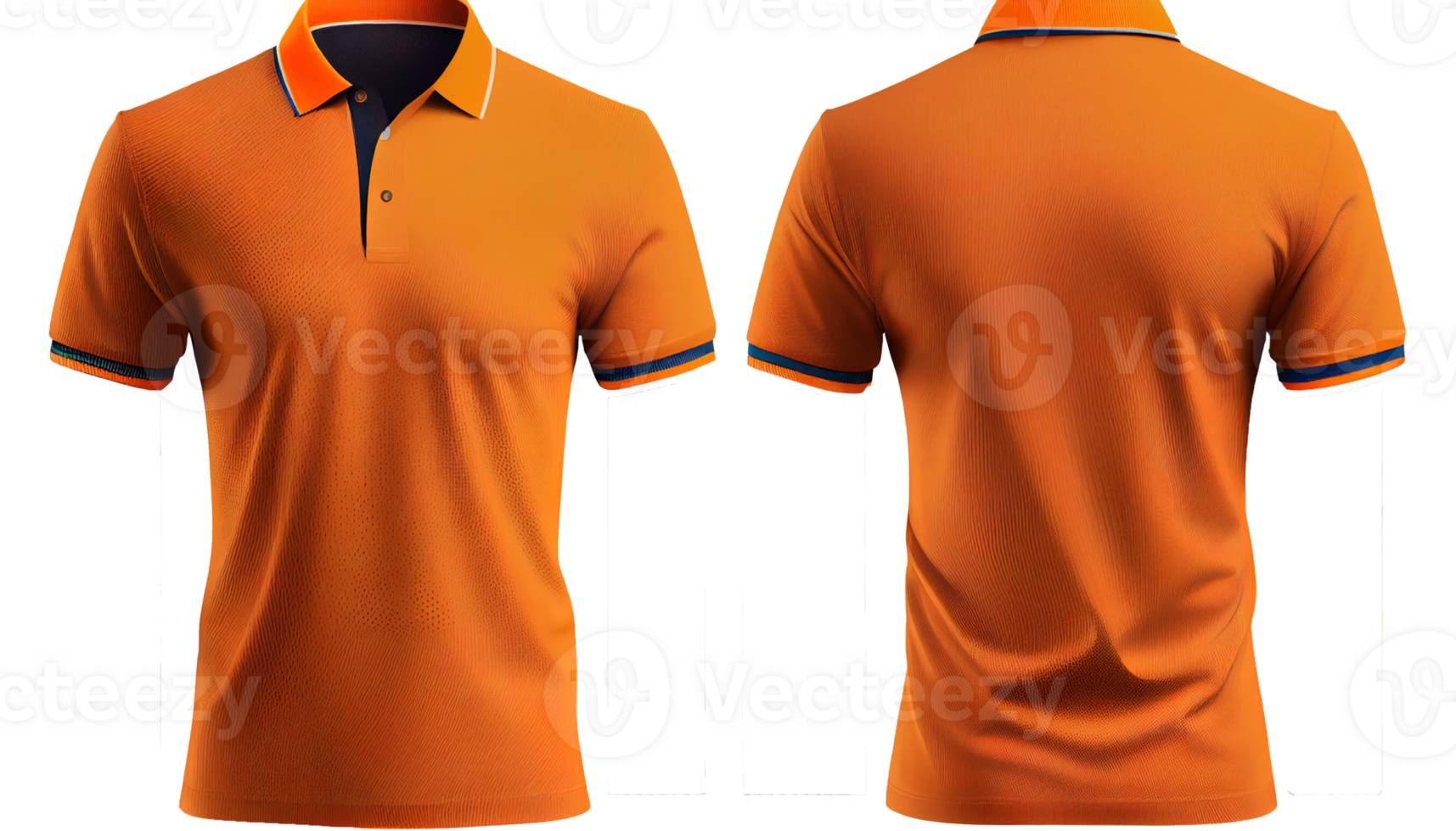 Polo shirt short Sleeve print mockup, 3d render, Front and back, copy space, png