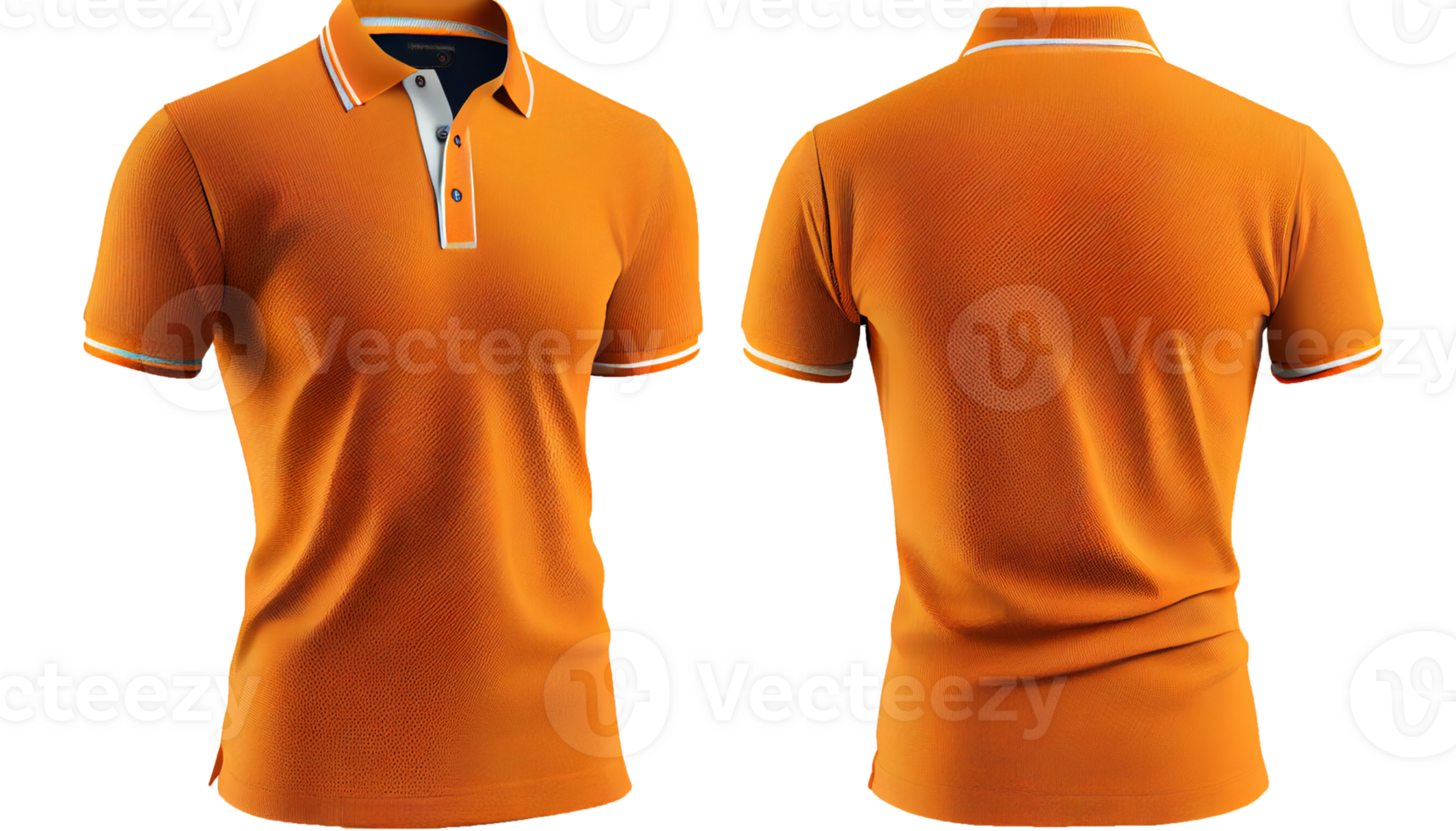 Polo shirt short Sleeve print mockup, 3d render, Front and back, copy space, png