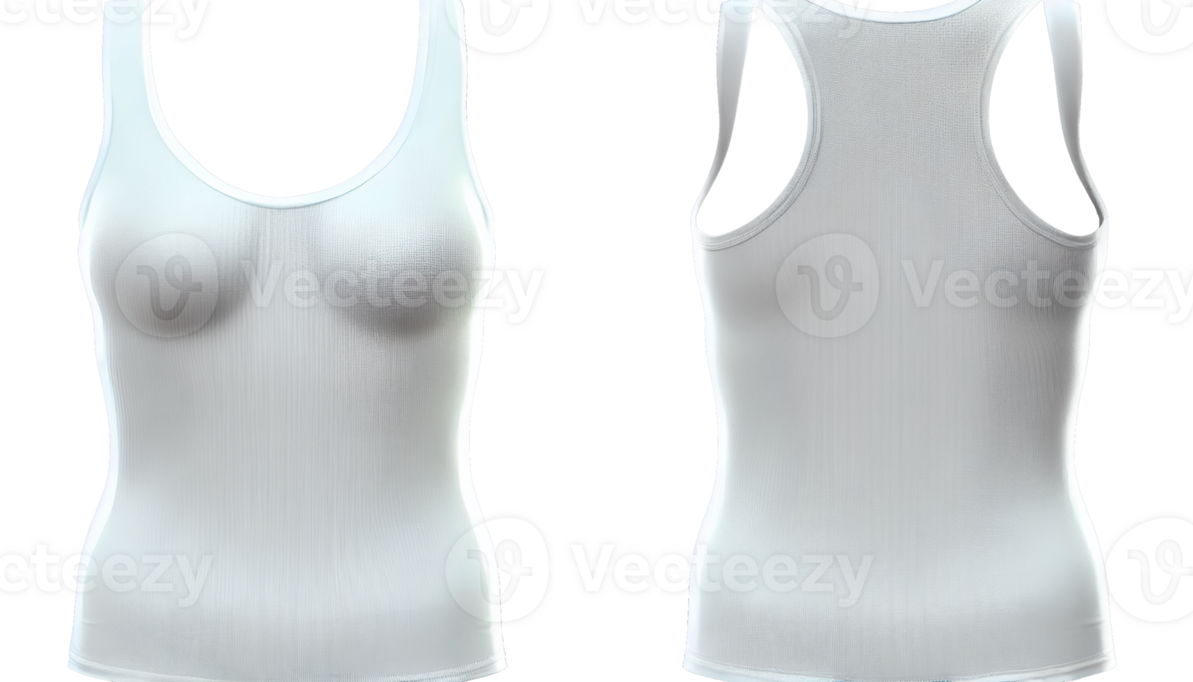 Tank Top print mockup, 3d render, Front and back, copy space, png